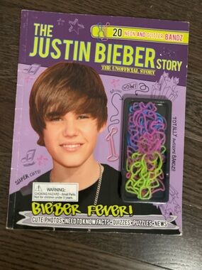 Justin Bieber Purple Cover Book with Pink and Lime Green Accents